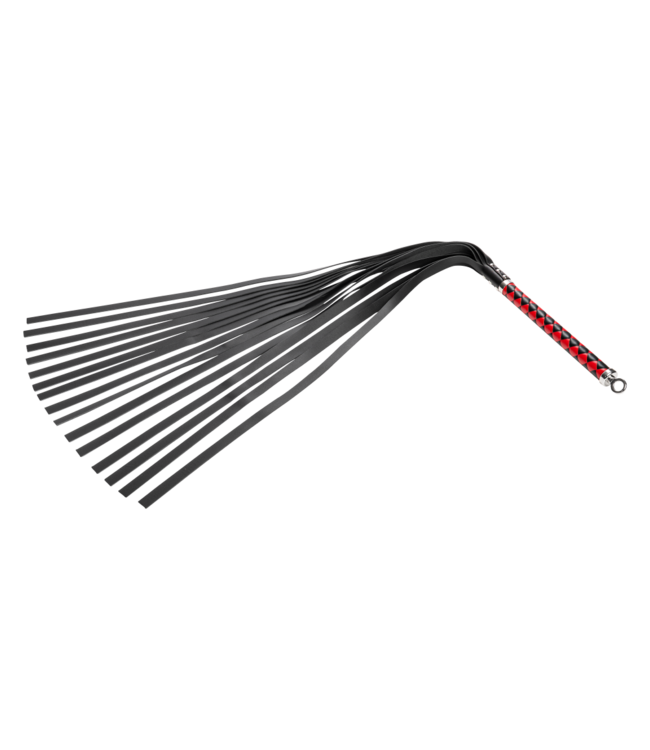 Rimba RISE - Lange Flogger (zachte staarten) - Zwart/Rood