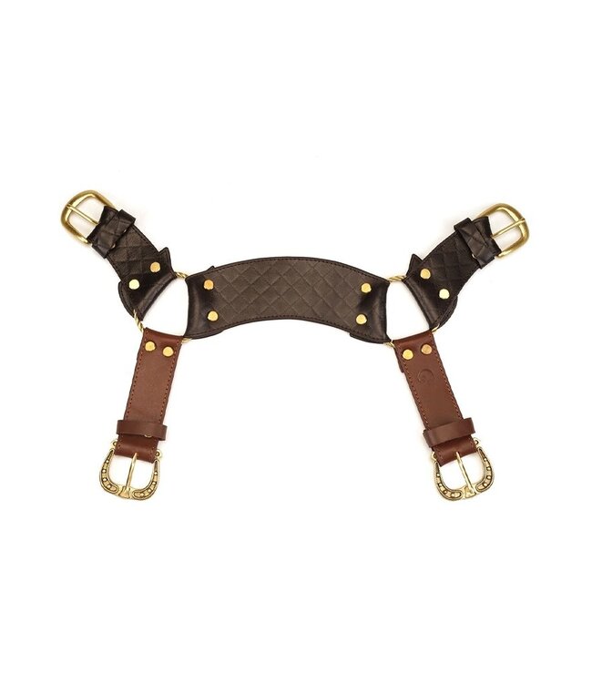 Rimba Liebe Seele - Leren Borstharnas - Zwart, Bruin & Goud