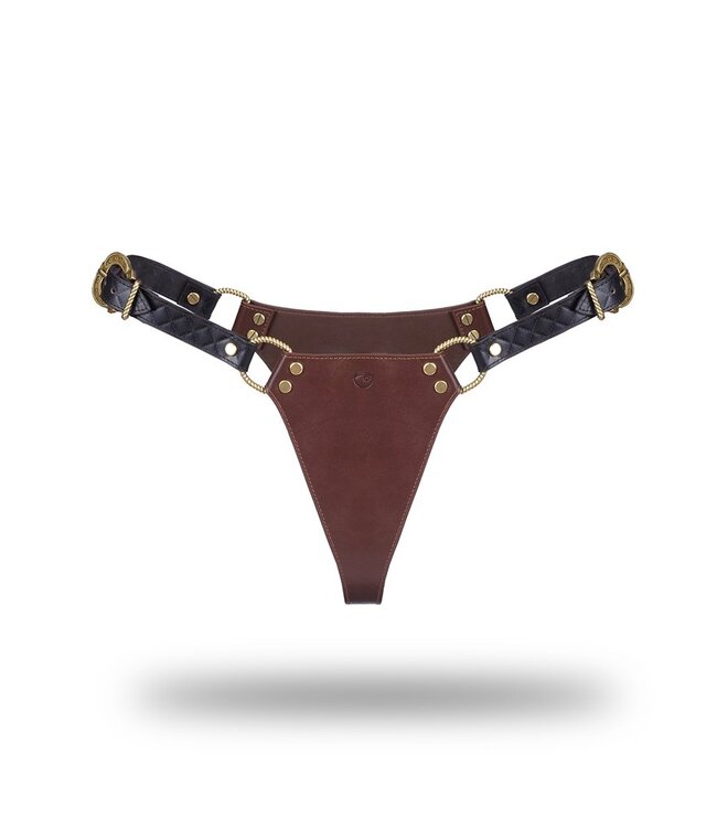 Rimba Liebe Seele - Leren Slip - Zwart, Bruin & Goud