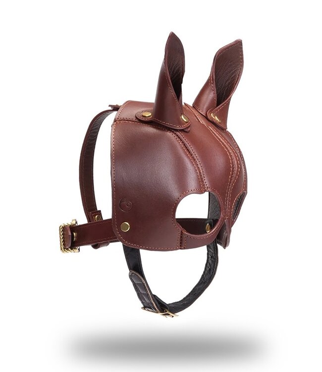 Rimba Liebe Seele - Leren Masker met Oren - Zwart, Bruin & Goud