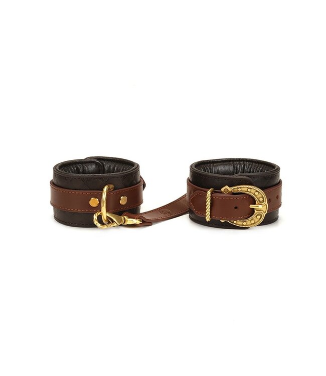 Rimba Liebe Seele - Leren Handboeien - Zwart, Bruin & Goud