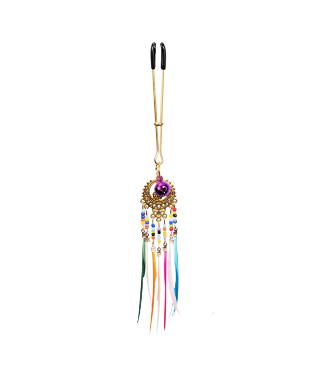 Rimba Rimba Bondage Play - Tepelklemmen met veren - Multicolor