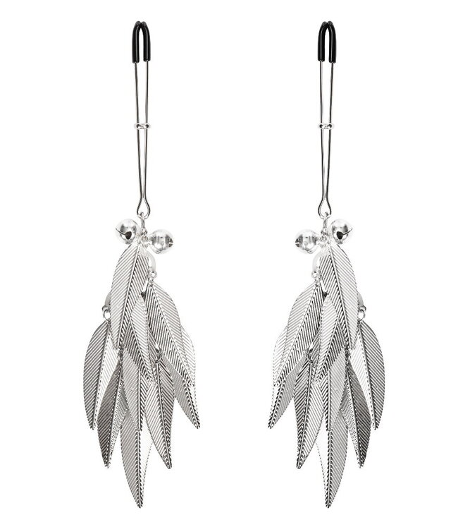Rimba Rimba Bondage Play - Tepelklemmen met Veren - Zilver