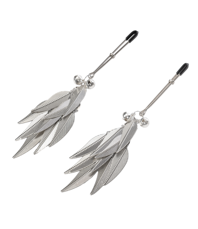 Rimba Rimba Bondage Play - Tepelklemmen met Veren - Zilver