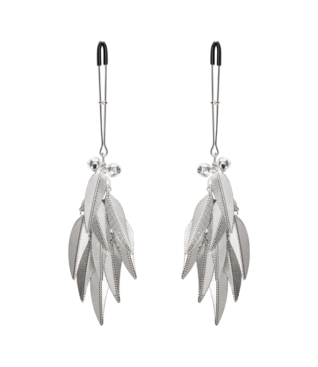 Rimba Rimba Bondage Play - Tepelklemmen met Veren - Zilver