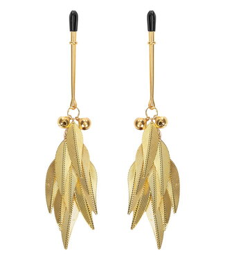 Rimba Rimba Bondage Play - Tepelklemmen met Veren - Goud