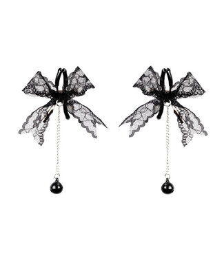 Rimba Rimba Bondage Play - Tepelklemmen met kant - Zwart