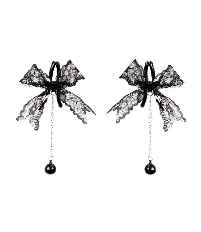 Rimba Rimba Bondage Play - Tepelklemmen met kant - Zwart