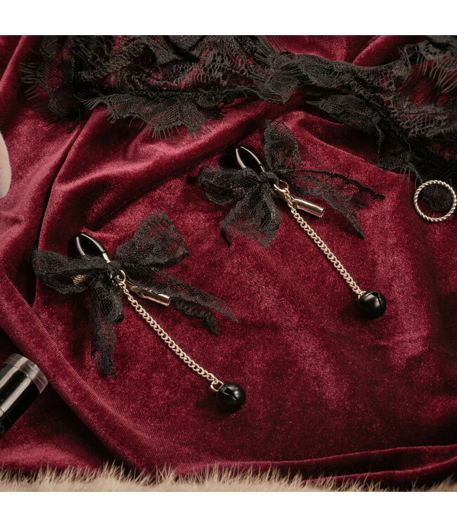 Rimba Rimba Bondage Play - Tepelklemmen met kant - Zwart