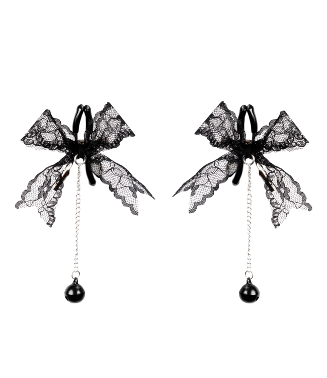 Rimba Rimba Bondage Play - Tepelklemmen met kant - Zwart