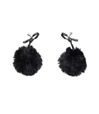 Rimba Rimba Bondage Play - Tepelklemmen met pompons - Zwart