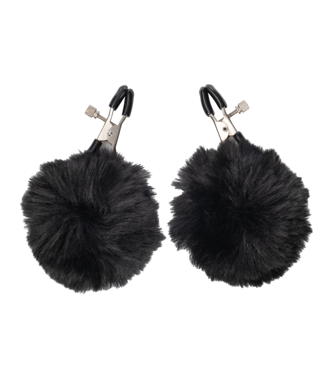Rimba Rimba Bondage Play - Tepelklemmen met pompons - Zwart