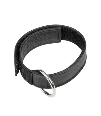 Rimba Rimba Bondage Play - Lederen Cockstrap met Klittenband - Zwart