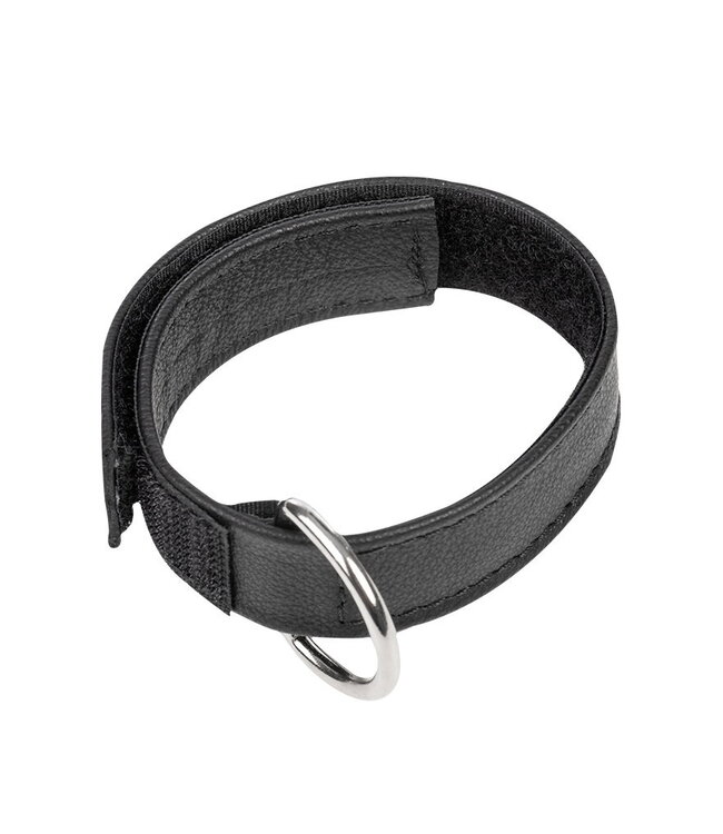 Rimba Rimba Bondage Play - Lederen Cockstrap met Klittenband - Zwart