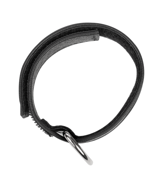 Rimba Rimba Bondage Play - Lederen Cockstrap met Klittenband - Zwart