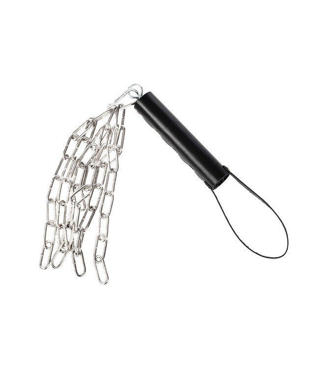 Rimba Rimba Bondage Play - Lederen Zweep met Metalen Ketting - Zwart & Zilver