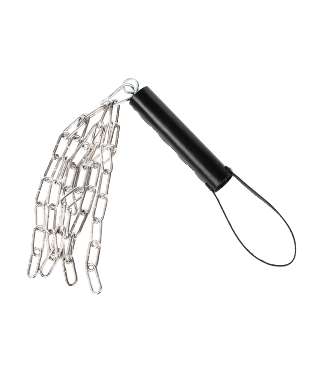 Rimba Rimba Bondage Play - Lederen Zweep met Metalen Ketting - Zwart & Zilver