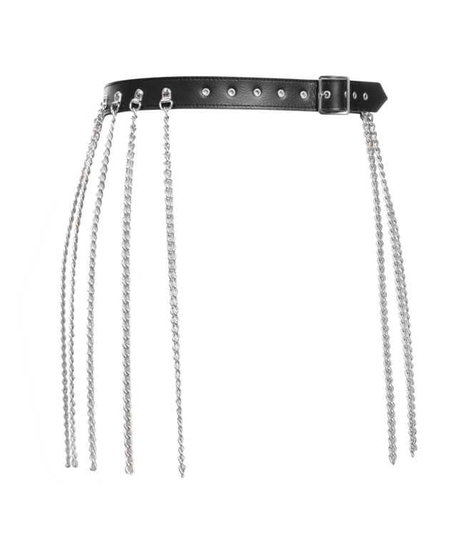 Rimba Rimba Bondage Play - Luxe Lederen Kettingrok - Zwart & Zilver