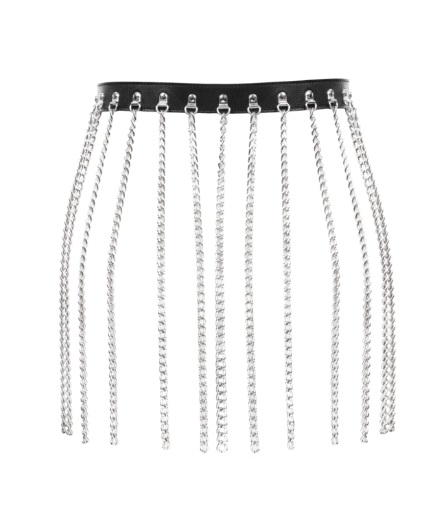 Rimba Rimba Bondage Play - Luxe Lederen Kettingrok - Zwart & Zilver