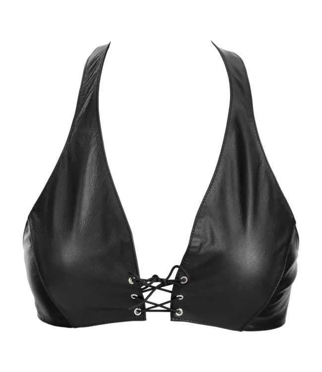 Rimba Rimba Bondage Play - Lederen Bustier met Vetersluiting - Zwart