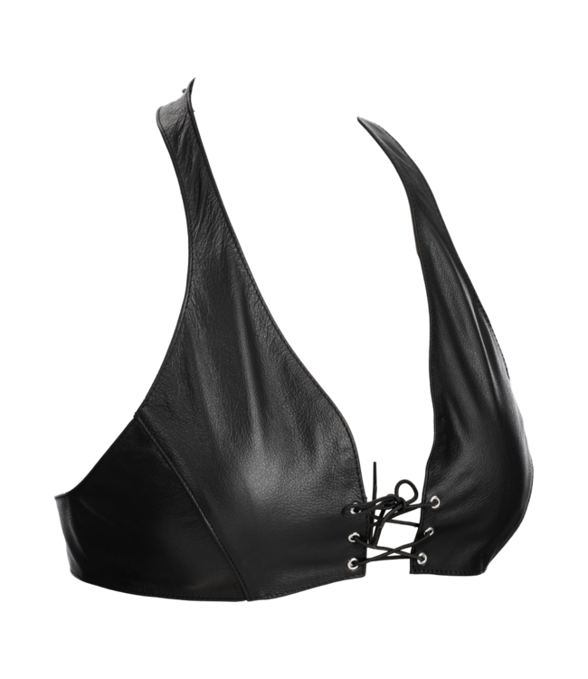 Rimba Rimba Bondage Play - Lederen Bustier met Vetersluiting - Zwart