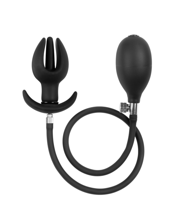 Rimba Rimba Bondage Play - Lederen Kuisheidsslip voor Mannen met Opblaasbare Anale Plug - Zwart