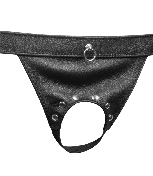 Rimba Rimba Bondage Play - Lederen Open Slip voor Heren - Zwart