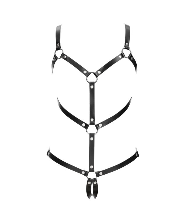 Rimba Rimba Bondage Play - Lederen Bodyharnas - Zwart
