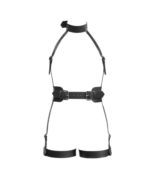 Rimba Rimba Bondage Play - Lederen Full Body Bondage Harnas - Zwart