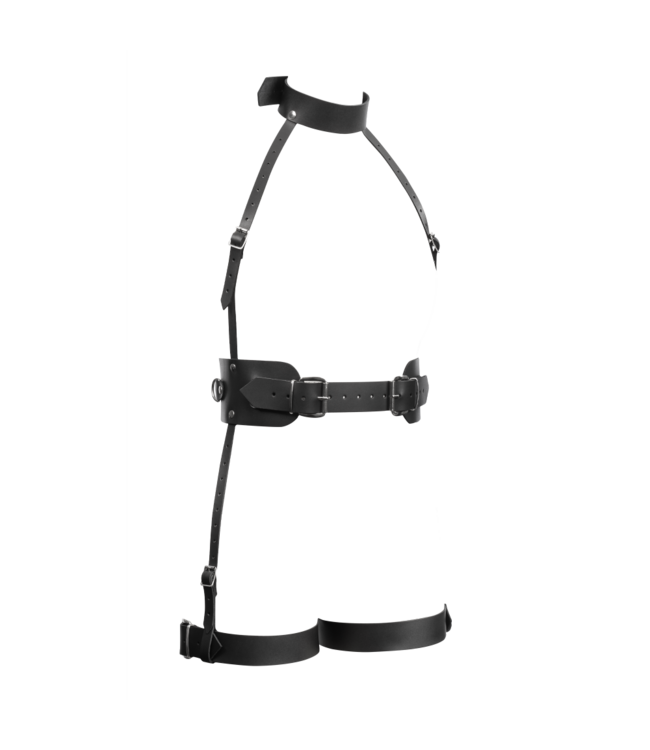 Rimba Rimba Bondage Play - Lederen Full Body Bondage Harnas - Zwart