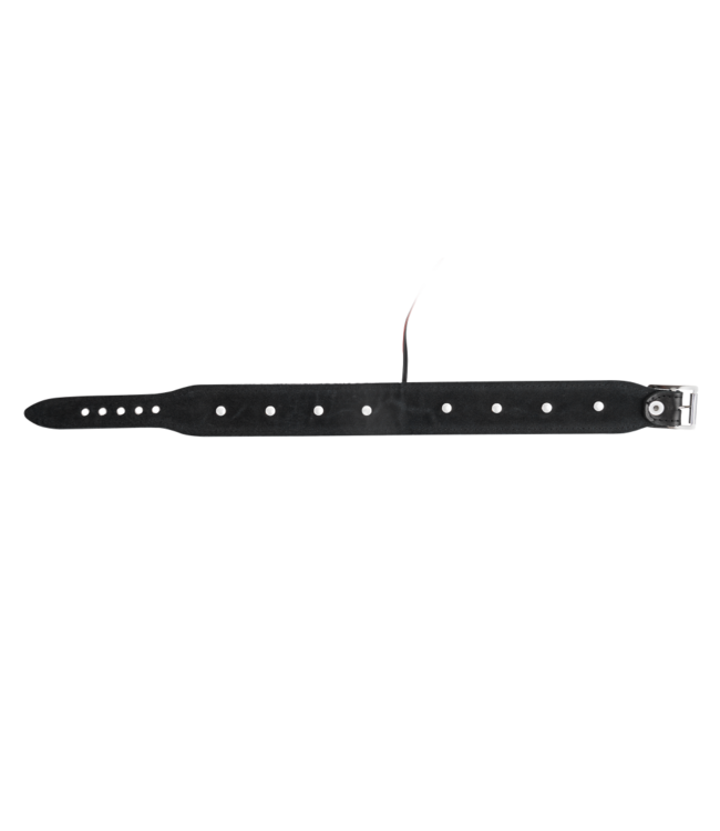 Rimba Rimba Bondage Play - Lederen Bipolaire Schokhalsband - Zwart