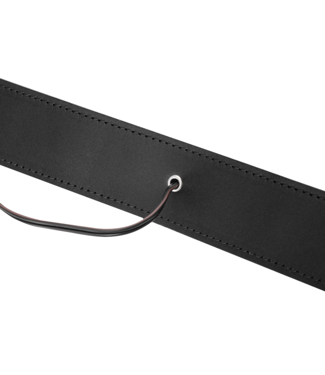 Rimba Rimba Bondage Play - Lederen Bipolaire Schokhalsband - Zwart