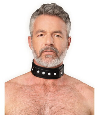Rimba Rimba Bondage Play - Lederen Halsboei met Dubbele D-ring - Zwart