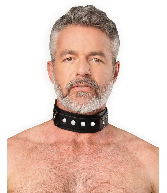 Rimba Rimba Bondage Play - Lederen Halsboei met Dubbele D-ring - Zwart