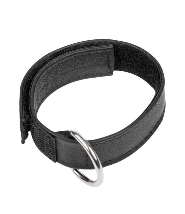 Rimba Rimba Bondage Play - Lederen Halsband met Klittenband - Zwart