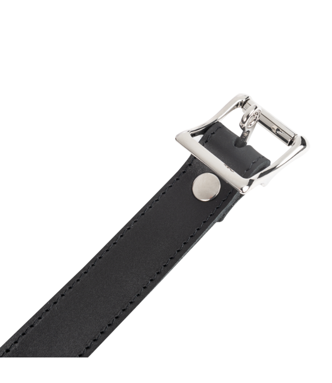Rimba Rimba Bondage Play - Lederen Halsband met Hangslotsluiting - Zwart