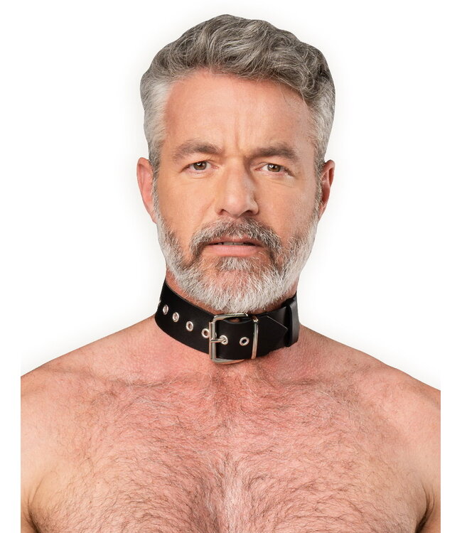 Rimba Rimba Bondage Play - Lederen Halsband met Metalen Gesp - Zwart