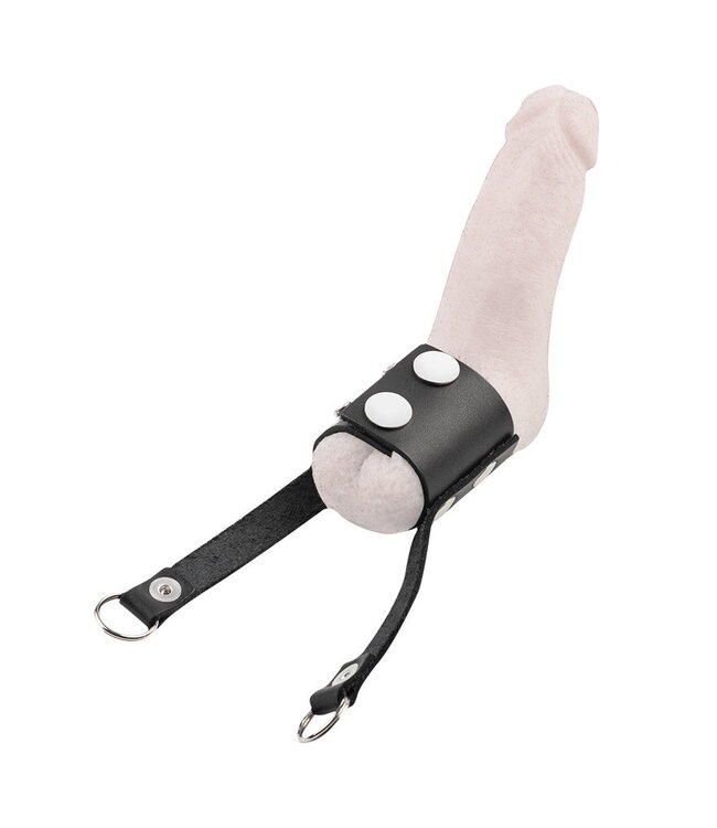 Rimba Rimba Bondage Play - Lederen ballstretcher - Zwart