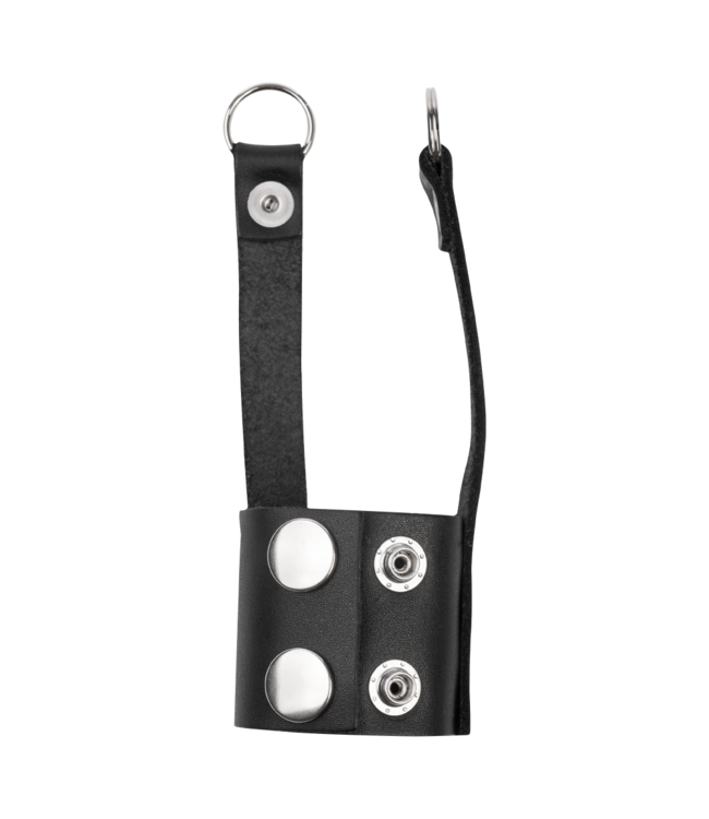 Rimba Rimba Bondage Play - Lederen ballstretcher - Zwart