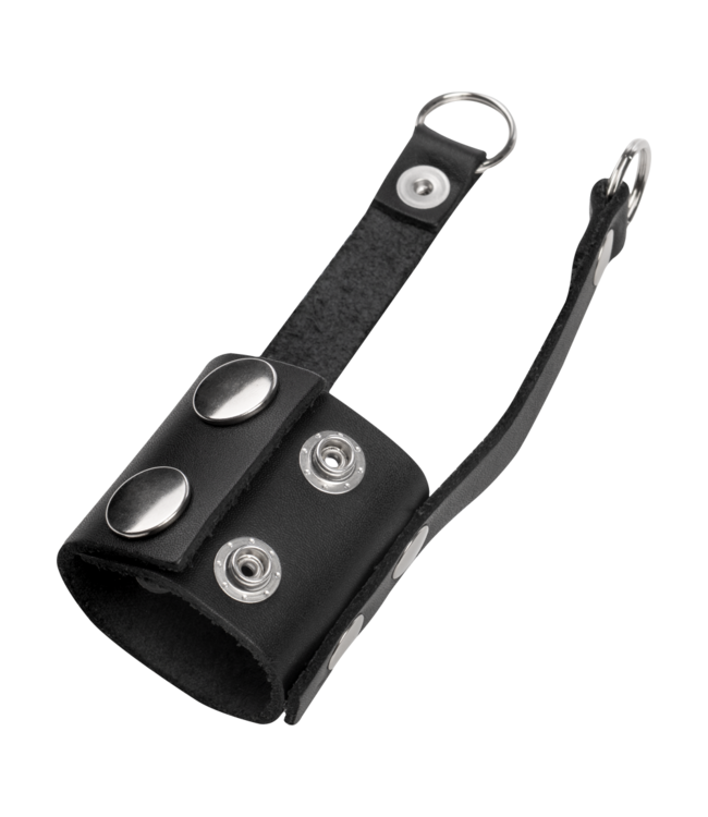Rimba Rimba Bondage Play - Lederen ballstretcher - Zwart