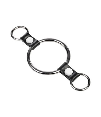 Rimba Rimba Bondage Play - Penisring met bevestigingsringen - Zilver & Zwart