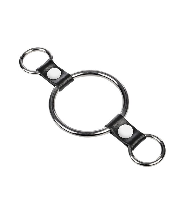 Rimba Rimba Bondage Play - Penisring met bevestigingsringen - Zilver & Zwart