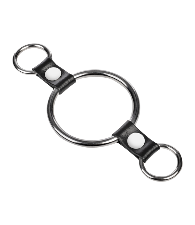 Rimba Rimba Bondage Play - Penisring met bevestigingsringen - Zilver & Zwart