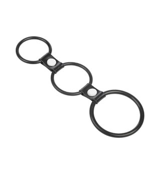 Rimba Rimba Bondage Play - Triple Cockring Rubber - Zwart