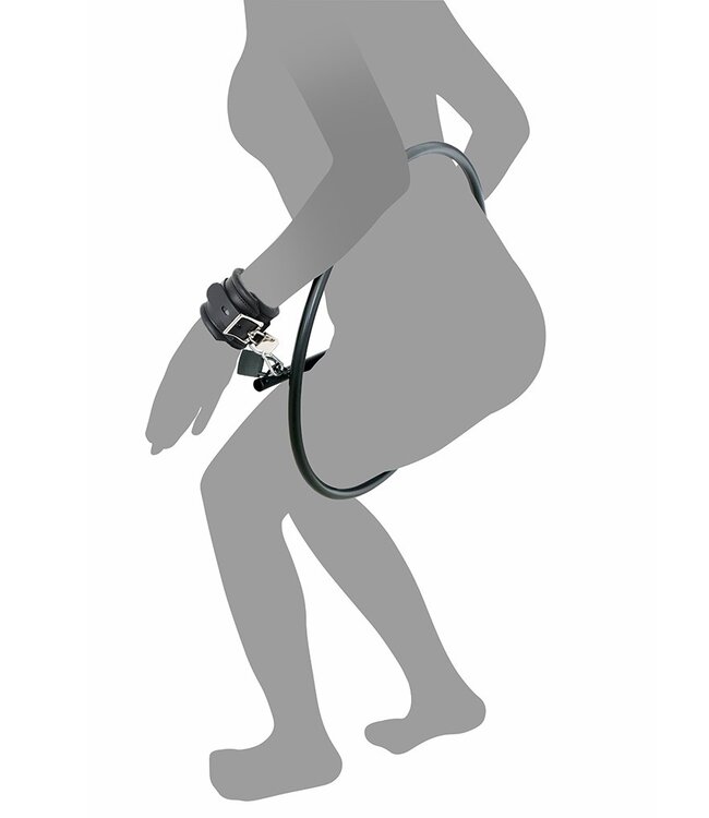 Rimba Rimba Restraint Ring met leren boeien en hangslot