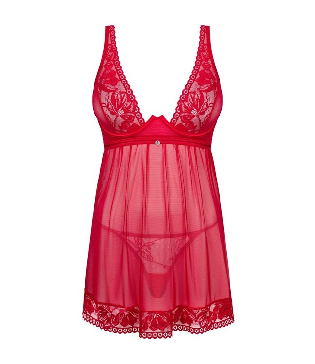 Obsessive Obsessive - Lacelove Sexy Babydoll en String - Rood