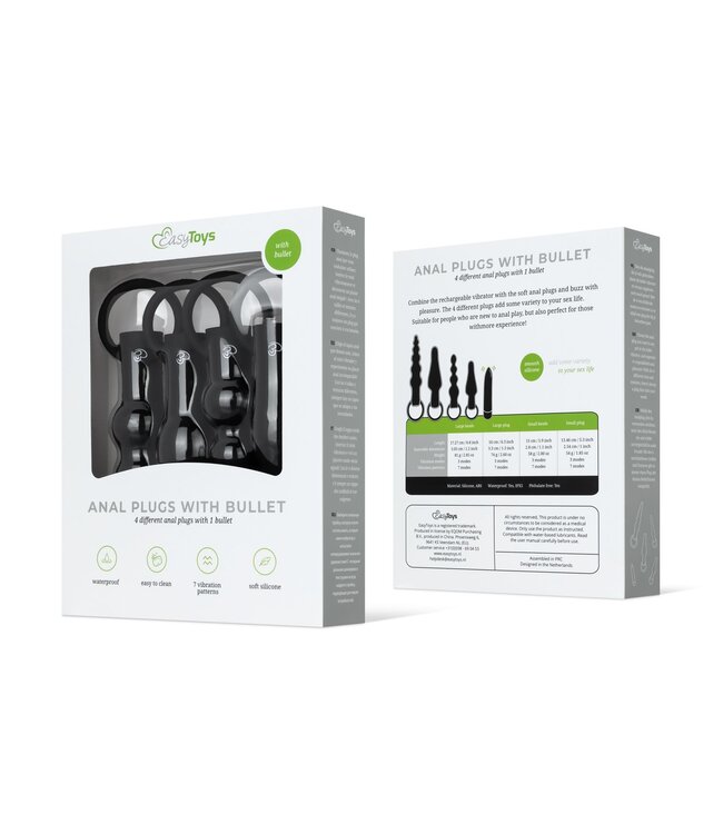 Easytoys Anal Collection Anaal Plug Set Met Bullet Vibrator - Zwart