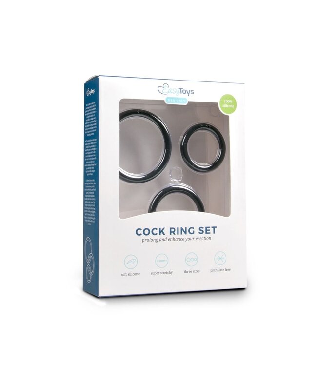 Easytoys Men Only Cockring set - drie maten - zwart