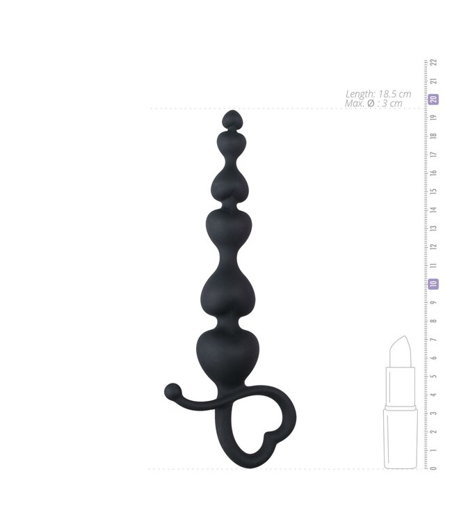 Easytoys Anal Collection Zwarte anaal kralen met hartvormige greep
