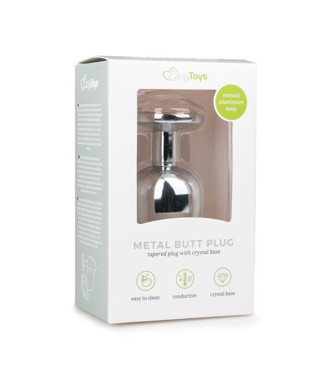Easytoys Anal Collection Zilverkleurige metalen buttplug met transparant kristal